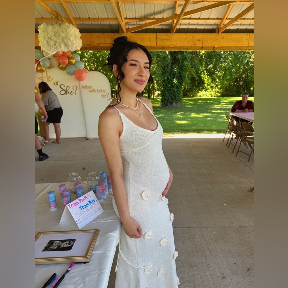 Knit cream colored dress maternity or regular